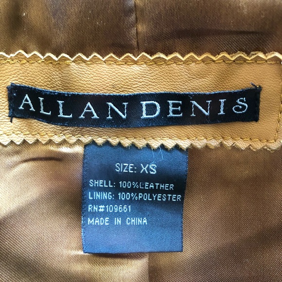 Allan Denis Tan Leather Jacket size small. Tie front - Picture 2 of 3